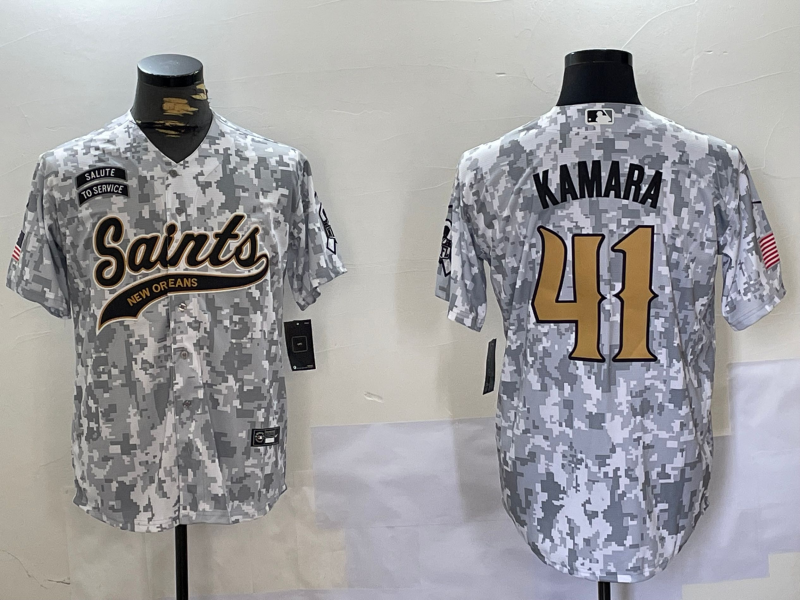 Men's New Orleans Saints Alvin Kamara #41 Arctic Camo 2024 Salute to Service Jersey